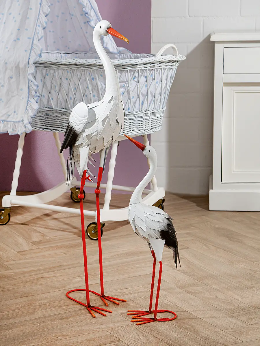 Skulptur Storch | Weiß