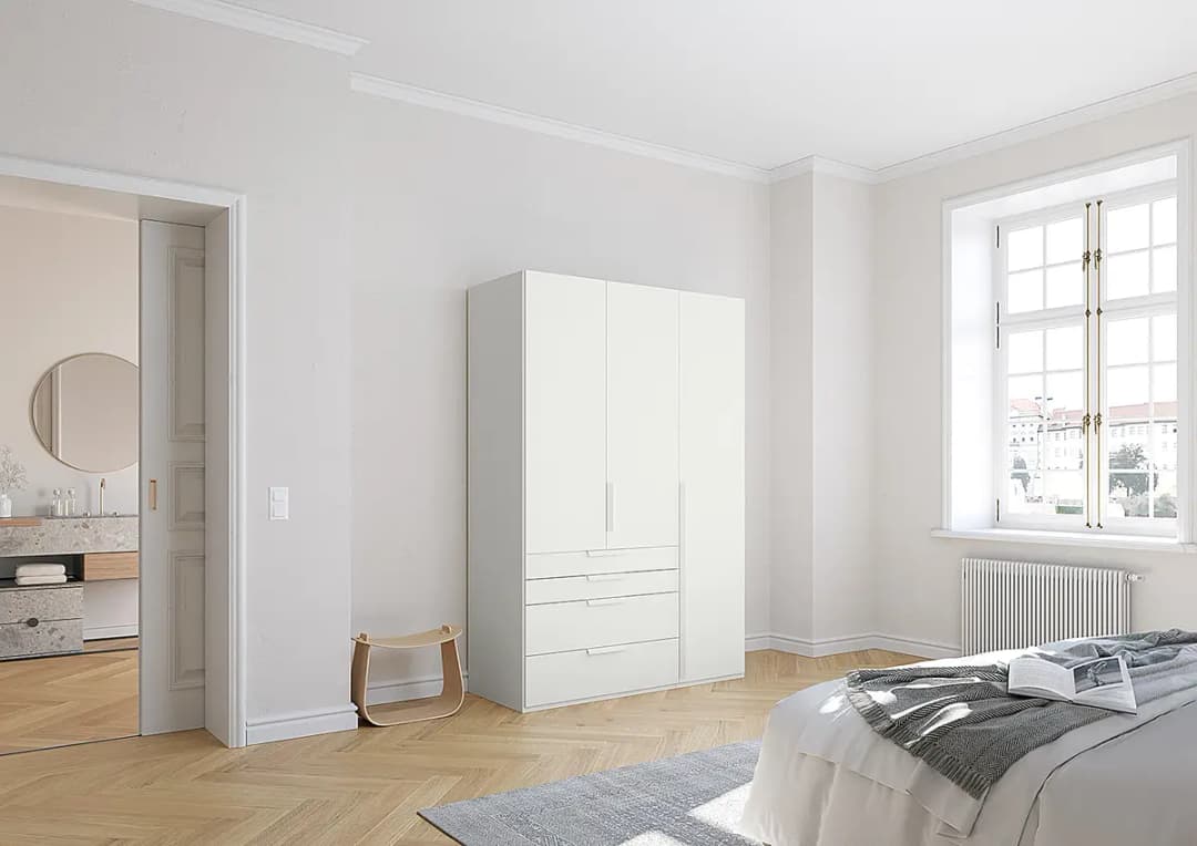 Drehtürenschrank Purisma Typ B 151cm Weiß/Alpinweiß | Weiß