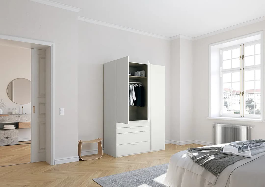Drehtürenschrank Purisma Typ B 151cm Weiß/Alpinweiß | Weiß