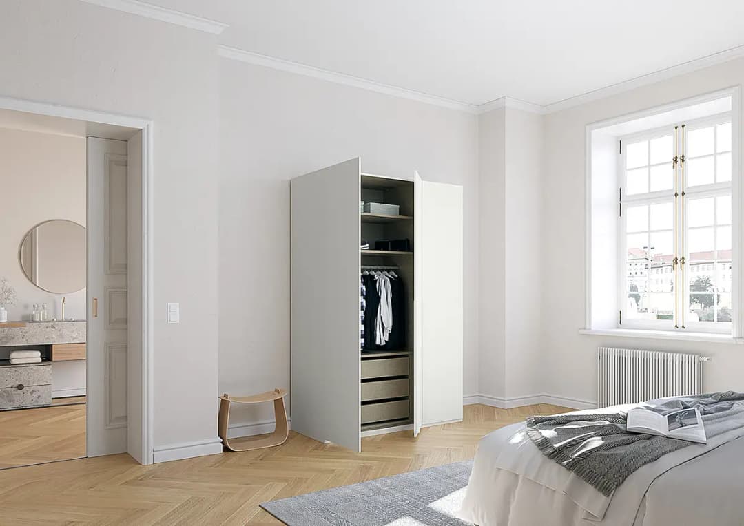 Drehtürenschrank Purisma Typ A 151cm Weiß/Alpinweiß | Weiß