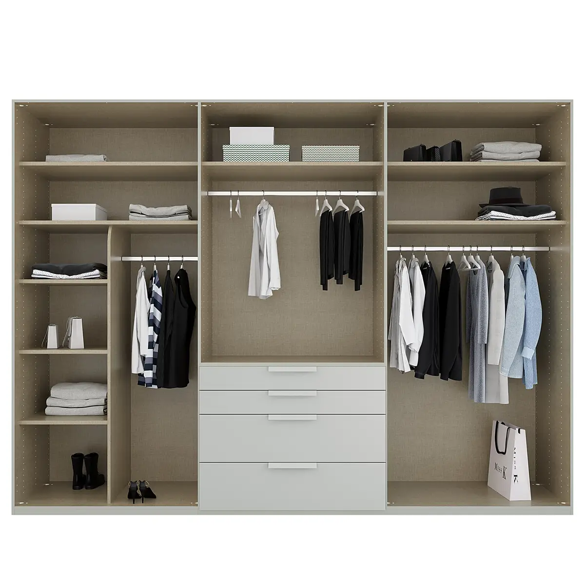 Drehtürenschrank Purisma Typ B 301cm Grau/Seidengrau | Grau