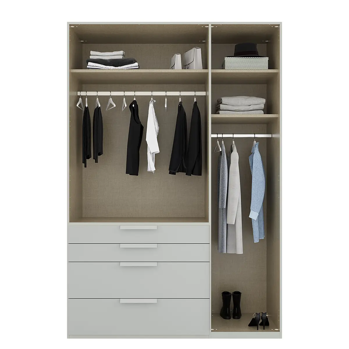 Drehtürenschrank Purisma Typ B 151cm Grau/Seidengrau | Grau