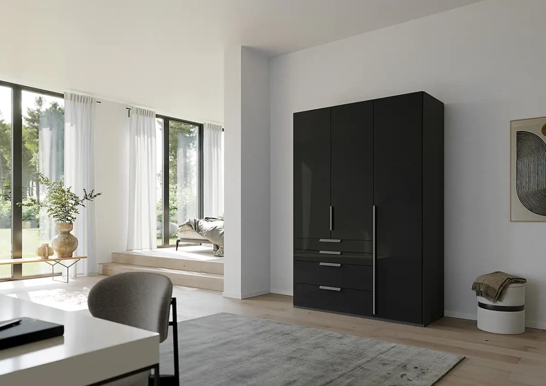 Drehtürenschrank Purisma Glastüren Typ B 151cm Grau/Graphit