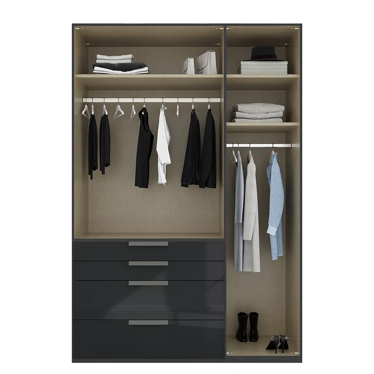 Drehtürenschrank Purisma Glastüren Typ B 151cm Grau/Graphit
