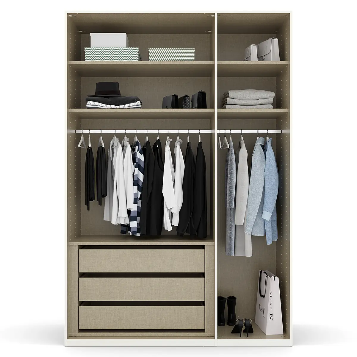 Drehtürenschrank Purisma Glastüren Typ A 151cm Weiß/Alpinweiß