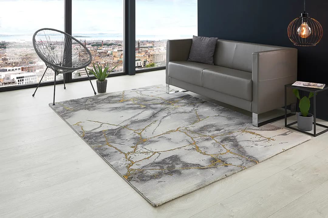 Kurzflorteppich Pico Grau/Grau/Gold 80 x 150cm | Grau