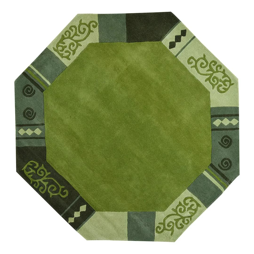 Wollteppich Ambadi Polygon Grün/Grün | Grün