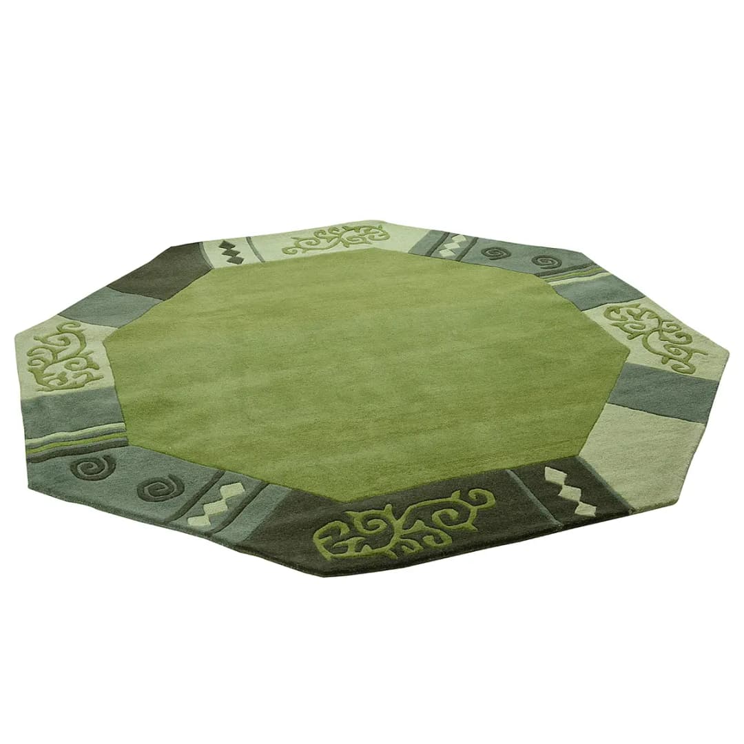 Wollteppich Ambadi Polygon Grün/Grün | Grün