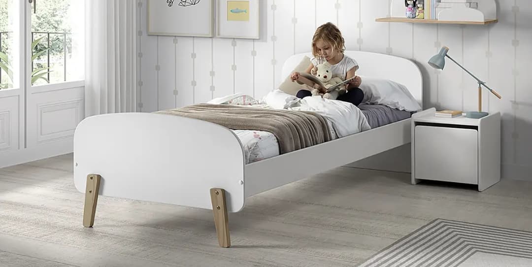 Kinderbett-Set 3-teilig 90 x 200cm Weiß/Weiß | Weiß