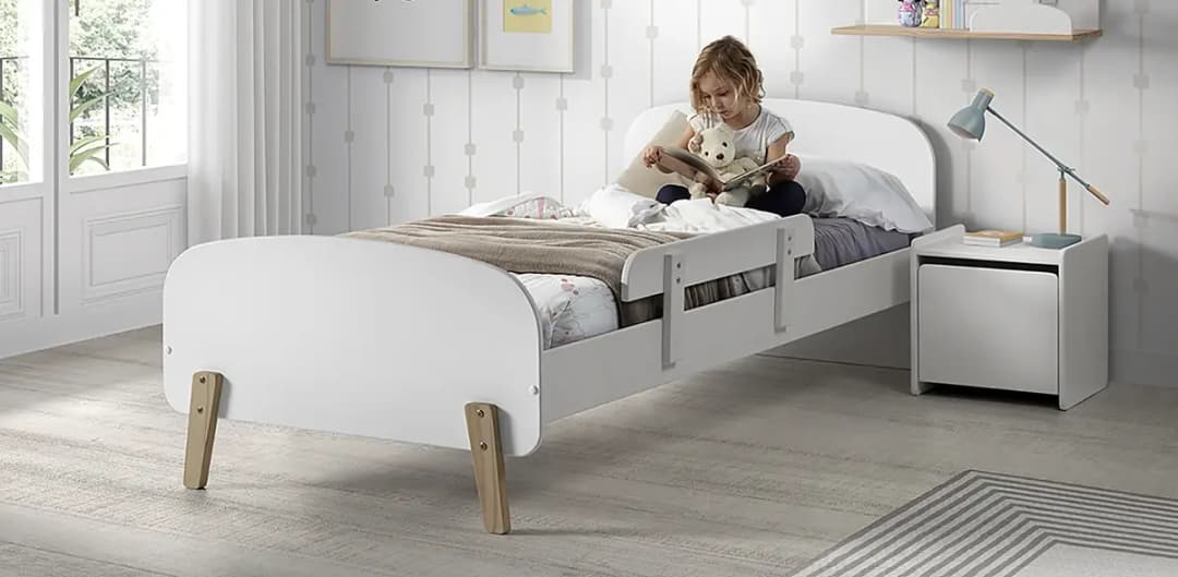 Kinderbett-Set 4-teilig 90 x 200cm Weiß/Weiß | Weiß