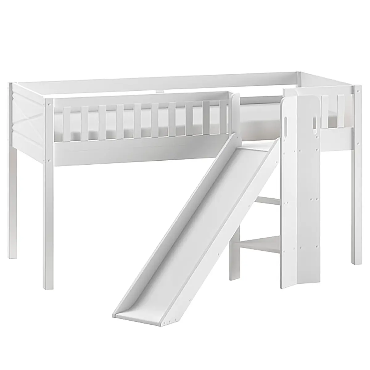 Spielbett mit Rutsche | Weiß