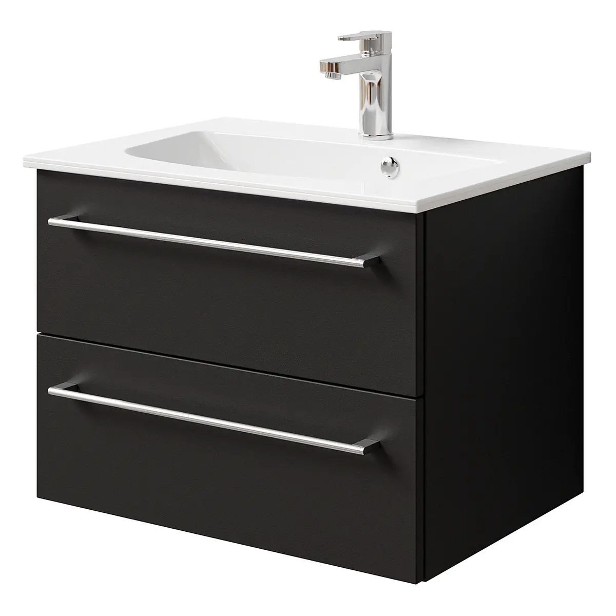 Waschtisch 6025 Typ C 67cm Schwarz/Matt Schwarz | Schwarz