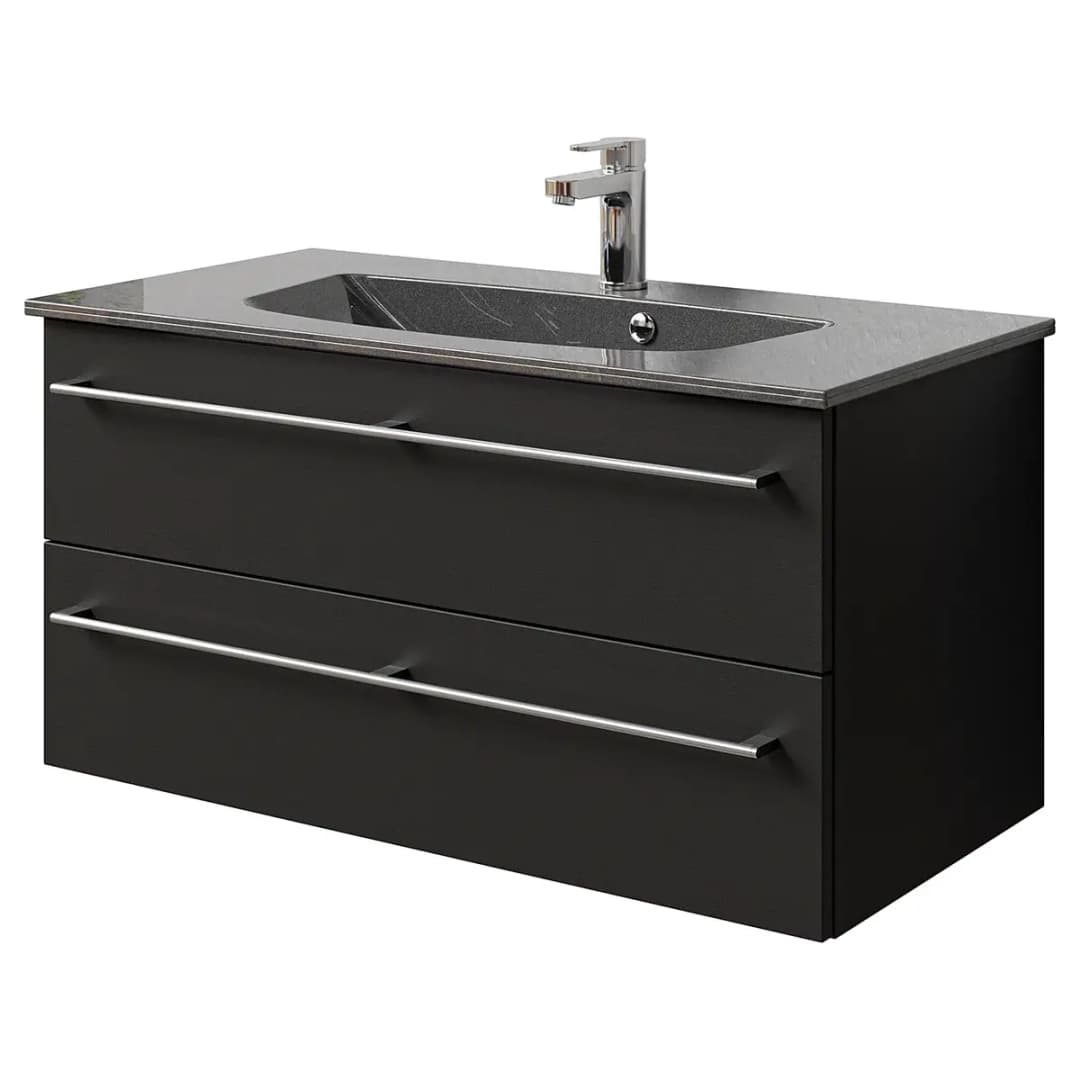 Waschtisch 6025 Typ F 97cm Schwarz/Matt Schwarz | Schwarz