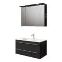 Badmöbel-Set 6025 Typ C 97cm Schwarz/Matt Schwarz | Schwarz