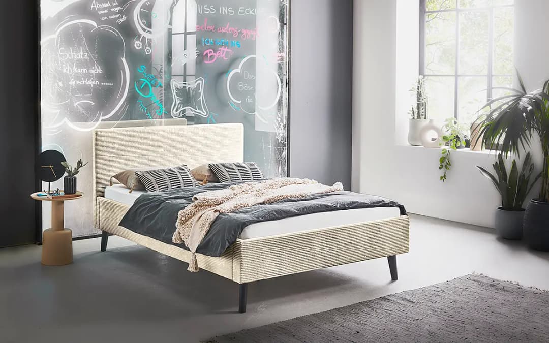 Polsterbett Avola 140 x 200cm Cordstoff Poppy Beige | Beige
