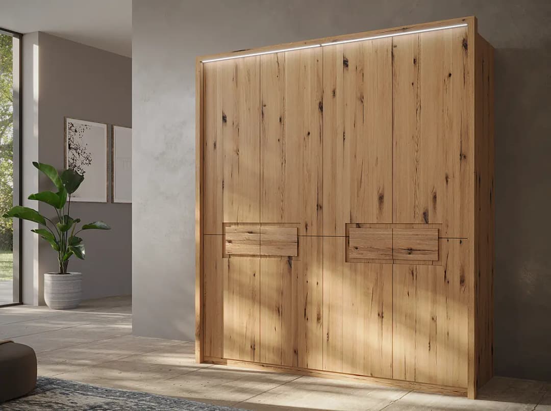 Massiver Drehtürenschrank 202cm Braun | Braun