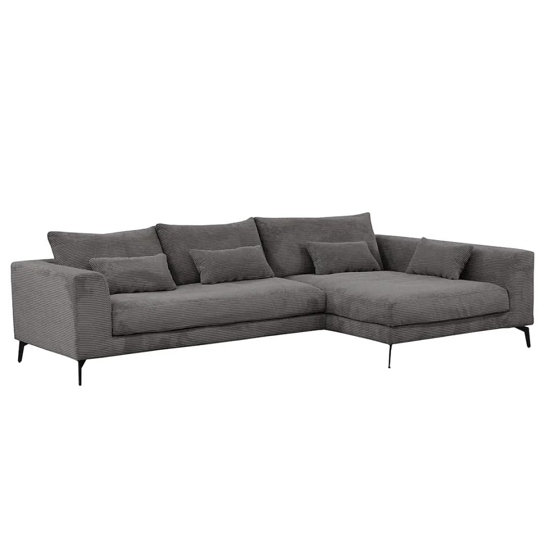 Ecksofa Grau Cordstoff Lola | Grau