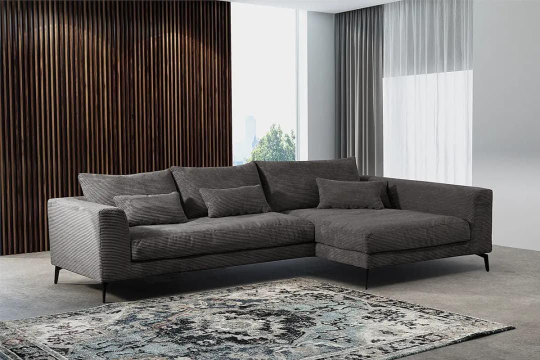 Ecksofa Grau Cordstoff Lola | Grau