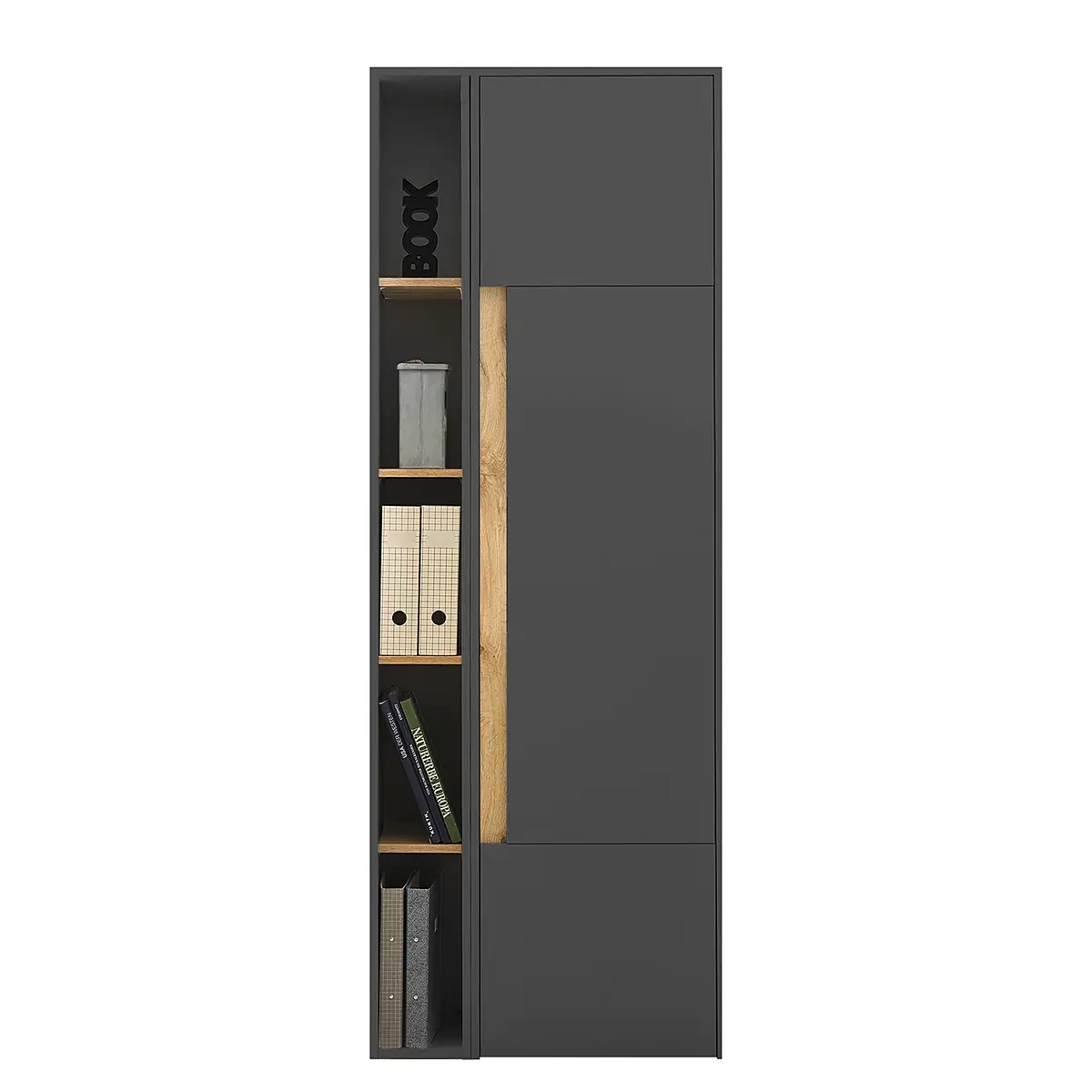 Schrank mit Holztür | Grau