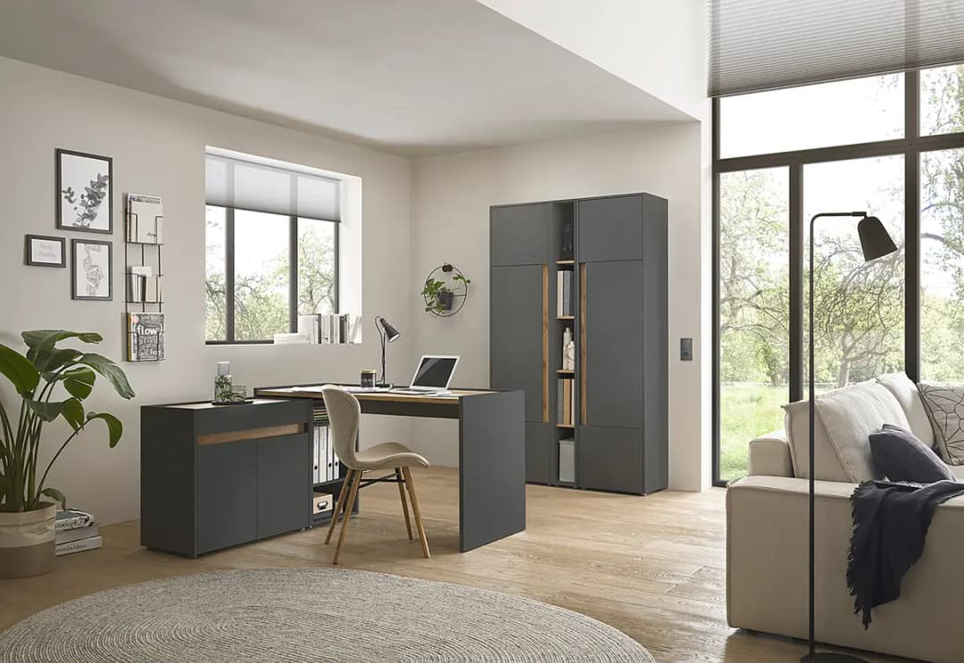 Schreibtisch mit Regal | Grau