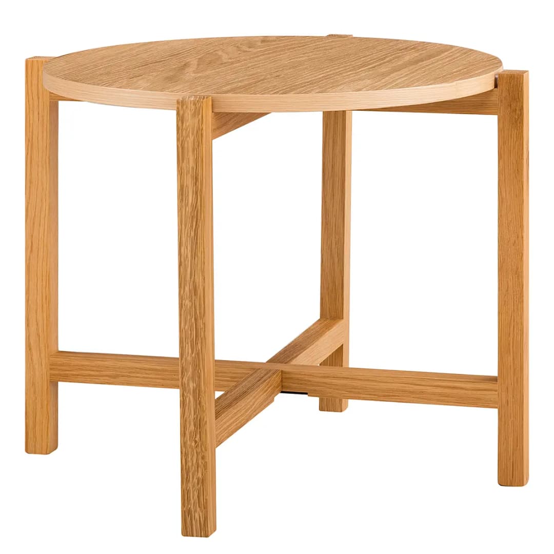 Beistelltisch RECODITO Ø 50cm Braun/Beige/Eiche | Holztöne
