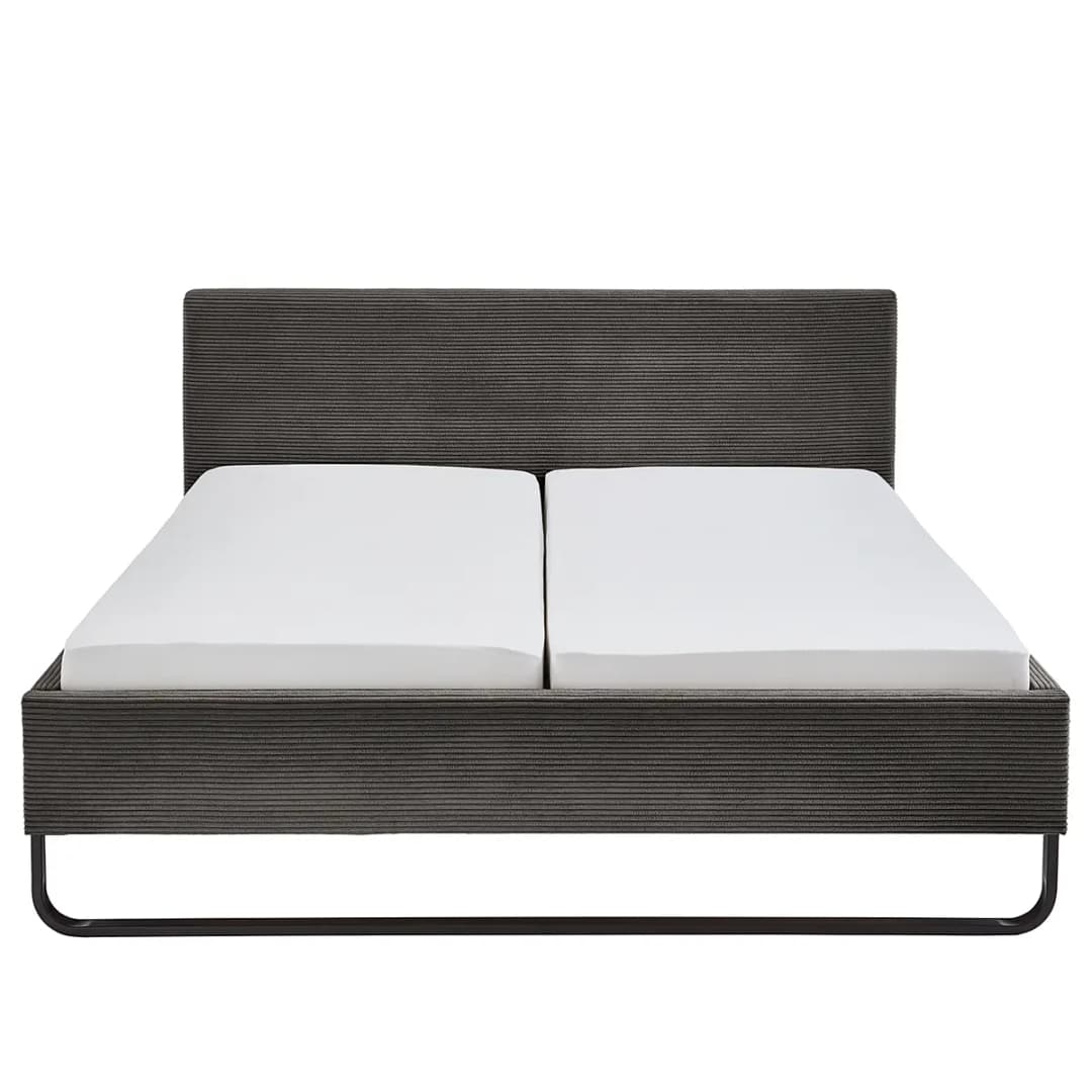 Polsterbett 180 x 200cm Cordstoff Poppy Grau | Grau