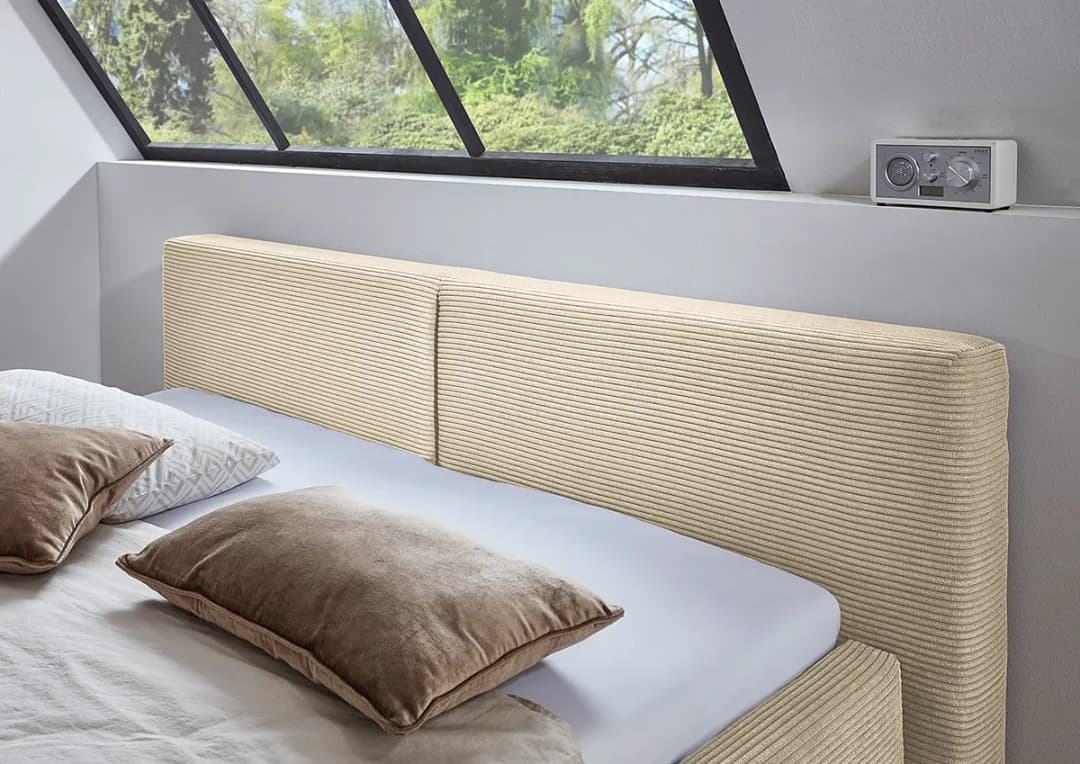 Polsterbett 180 x 200cm Cordstoff Poppy Beige | Beige