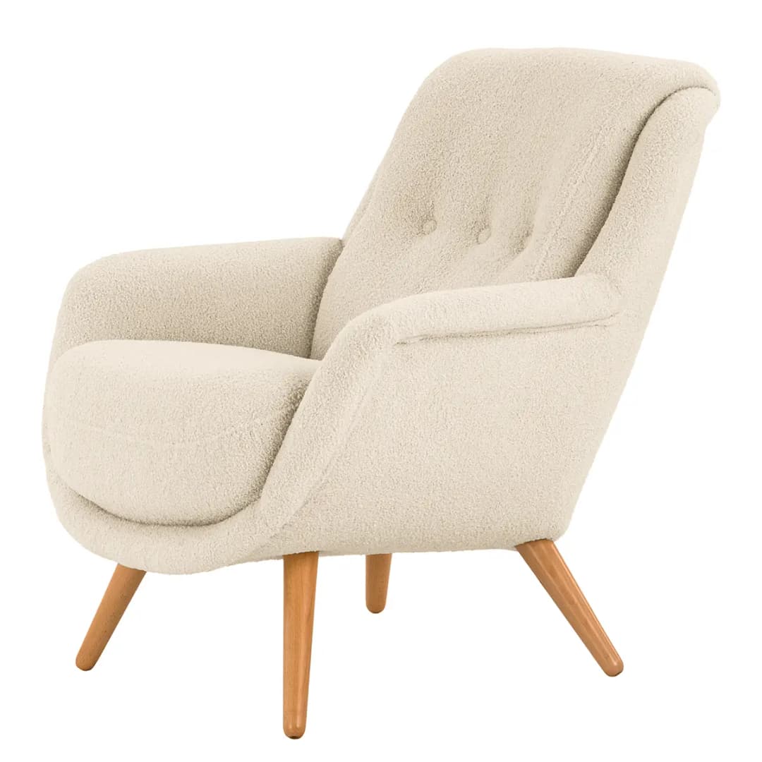 Sessel Saku Weiß Bouclé Stoff Nola | Weiß