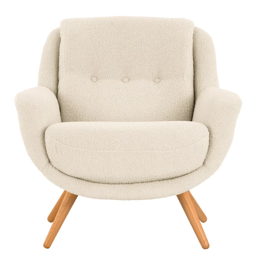 Sessel Saku Weiß Bouclé Stoff Nola | Weiß