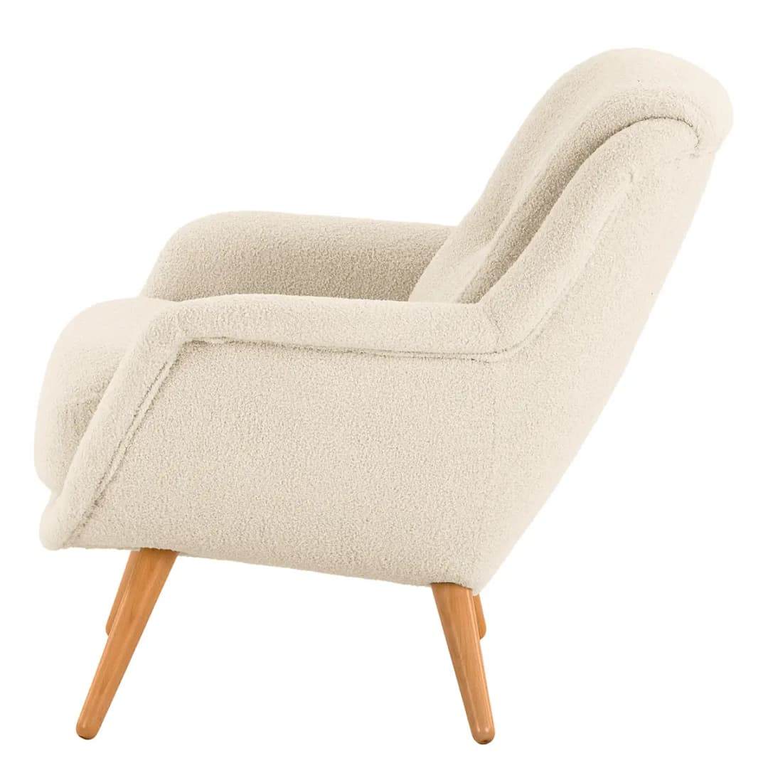 Sessel Saku Weiß Bouclé Stoff Nola | Weiß