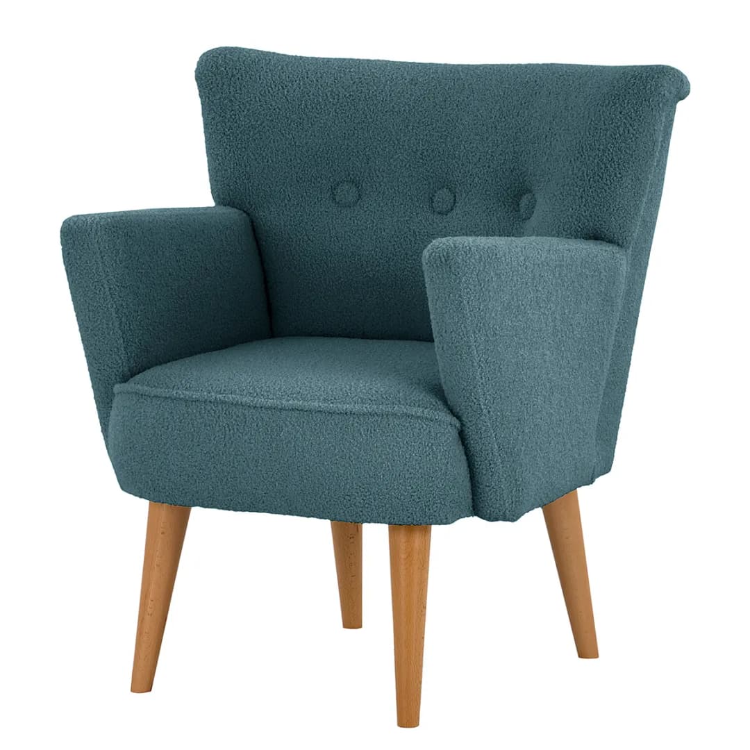 Sessel mit Armlehnen Blau Bouclé Stoff Nola | Blau