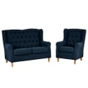 Polstergarnitur 2-1 Blau Webstoff Scara | Blau