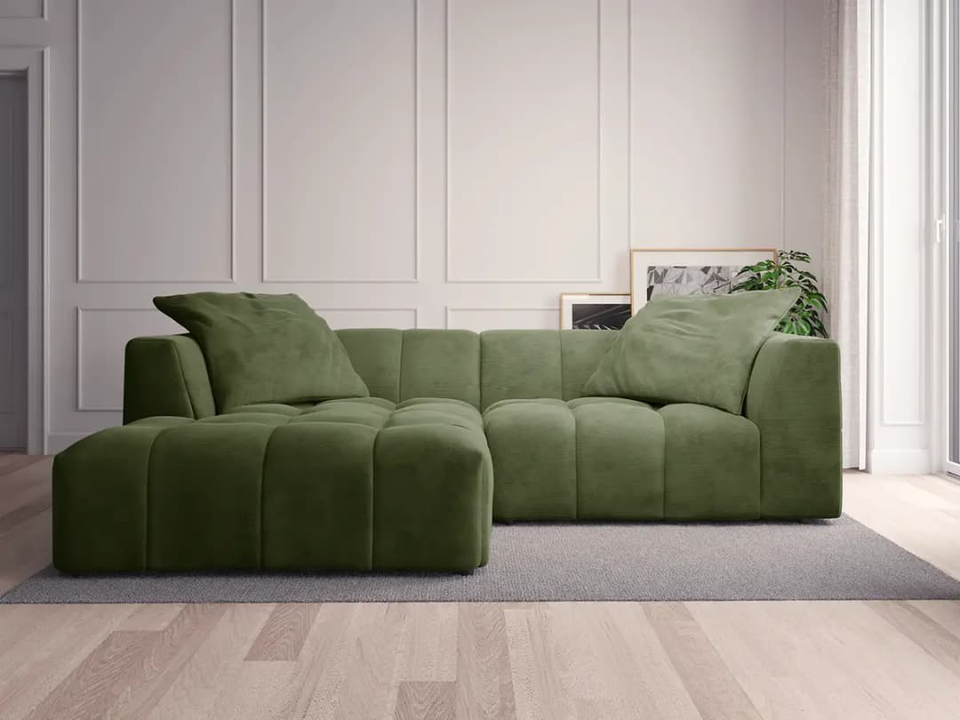 Ecksofa Grün Cordstoff Snor | Grün