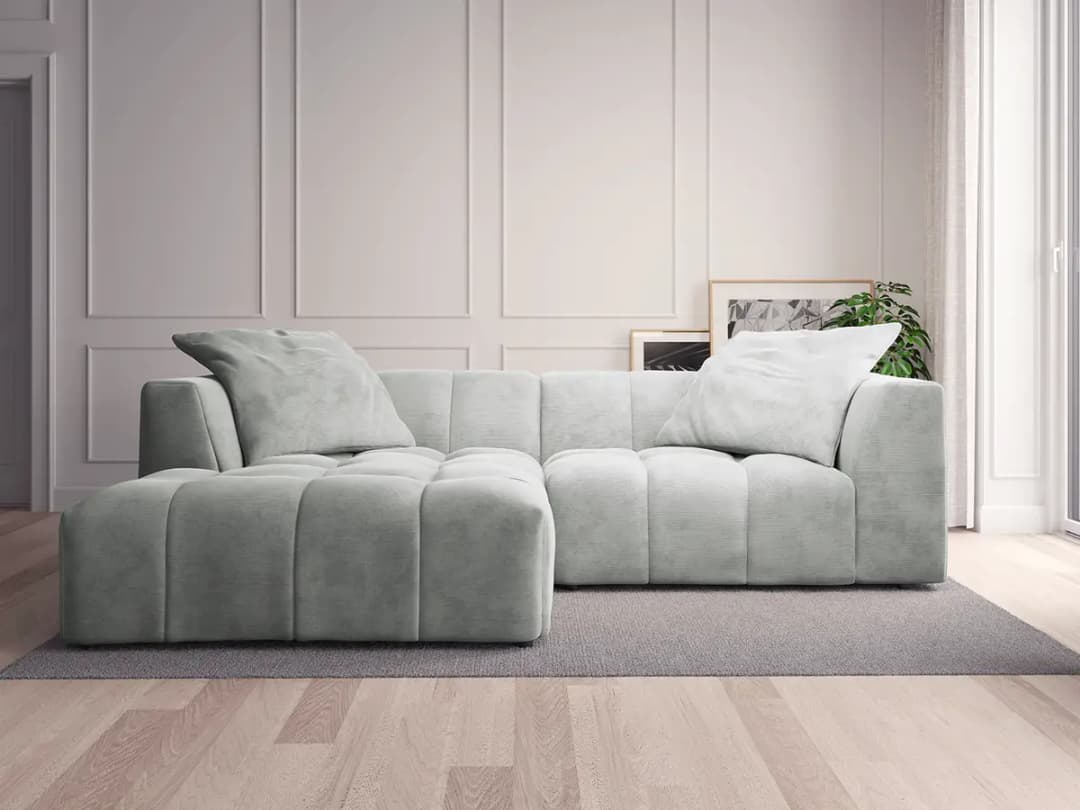 Ecksofa Grau Cordstoff Snor | Grau