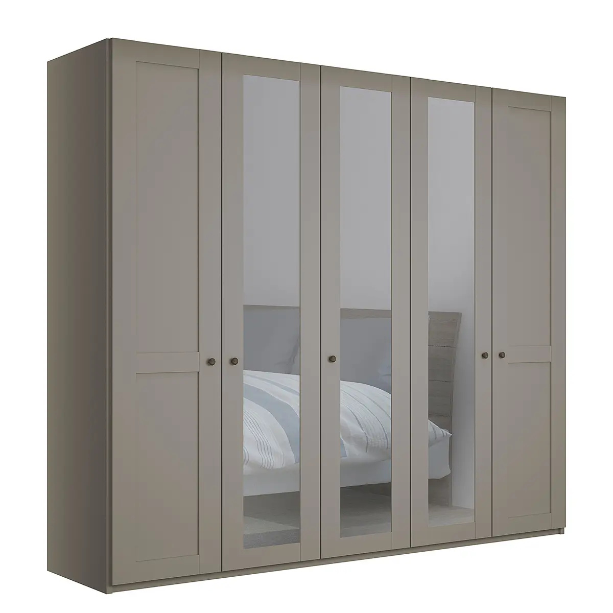 Drehtürenschrank 246cm Grau/Taupe 3 Spiegeltüren | Grau