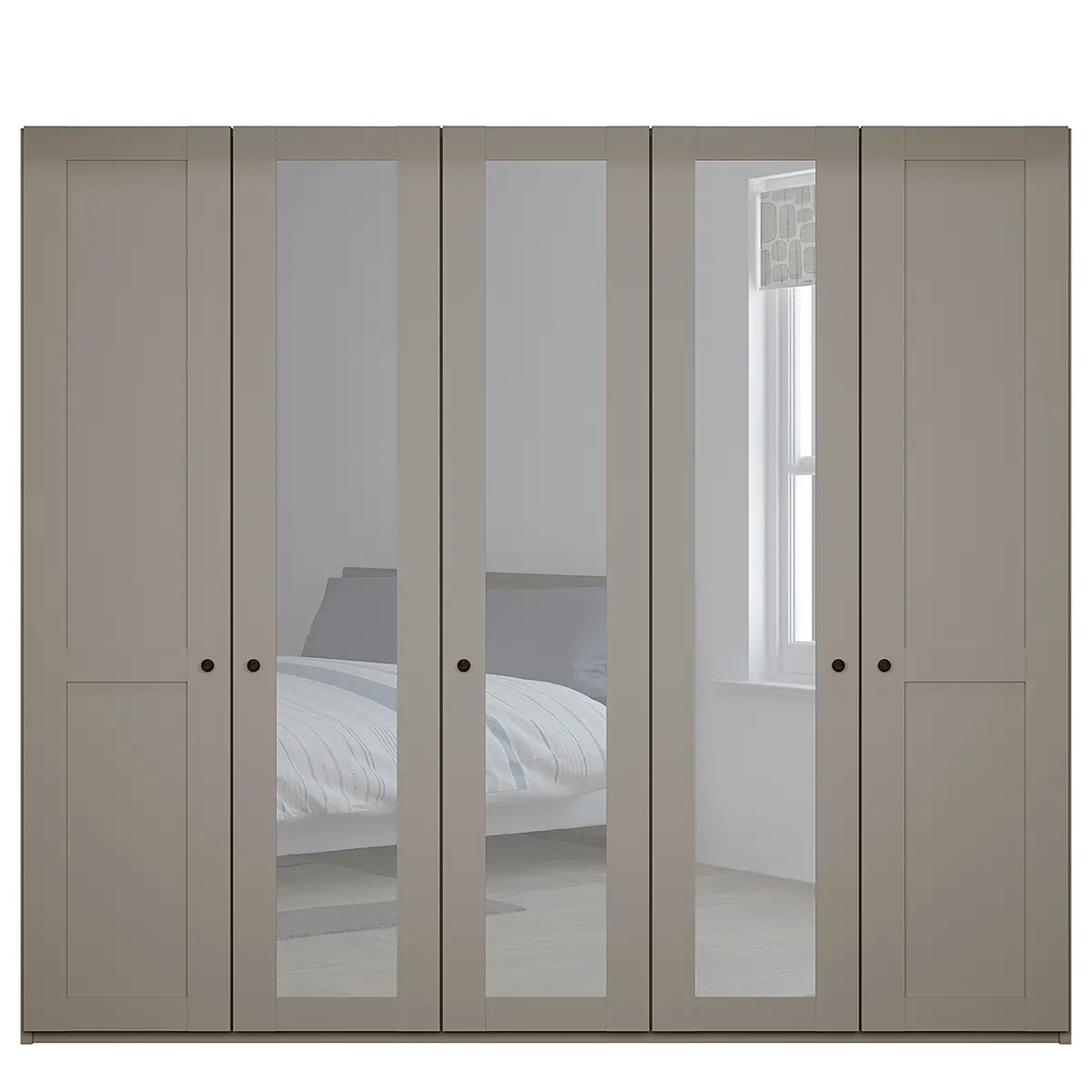 Drehtürenschrank 246cm Grau/Taupe 3 Spiegeltüren | Grau