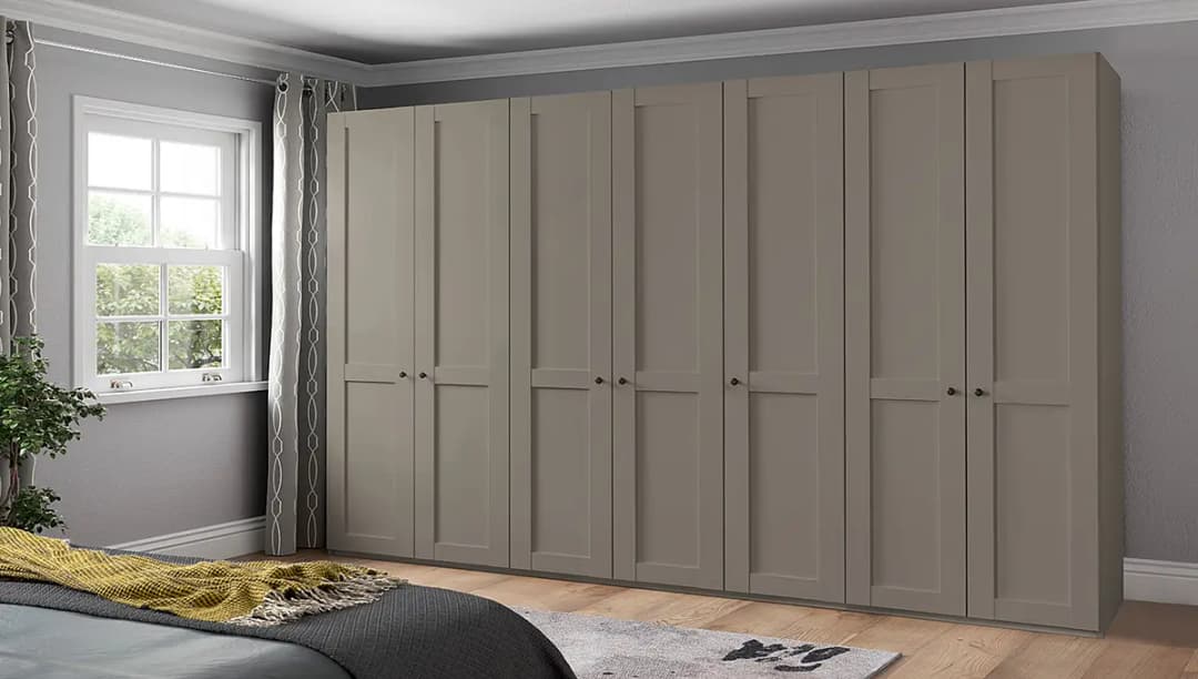Drehtürenschrank 344cm Grau/Taupe ohne Spiegeltür/-en | Grau