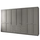 Drehtürenschrank mit Schubladen 344cm Grau/Taupe ohne | Grau