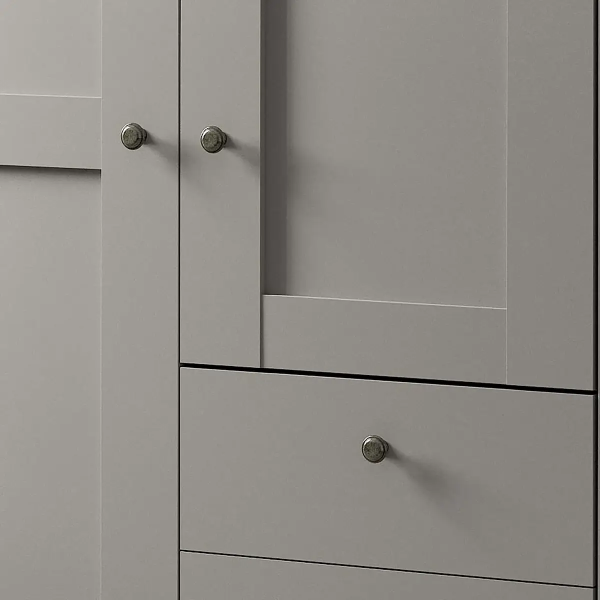 Drehtürenschrank mit Schubladen 344cm Grau/Taupe ohne | Grau