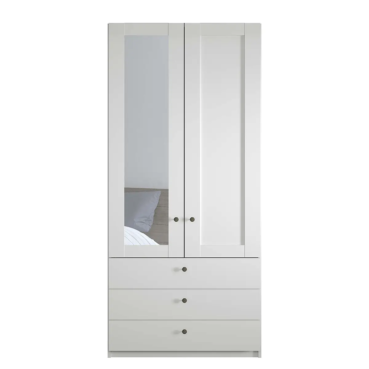 Drehtürenschrank mit Schubladen | Weiß