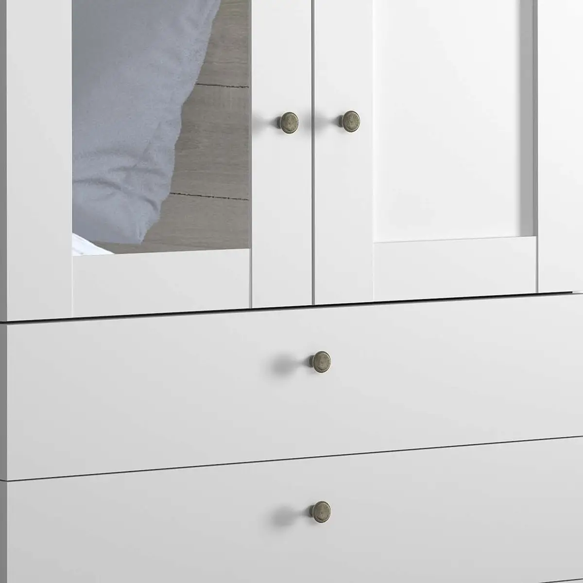 Drehtürenschrank mit Schubladen | Weiß