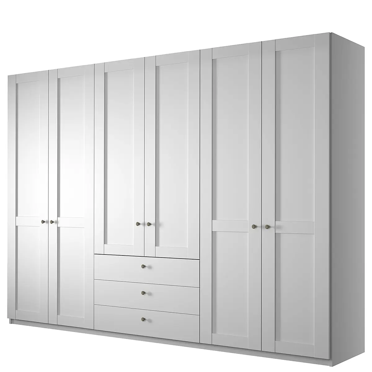 Drehtürenschrank mit Schubladen 295cm Weiß/Weiß ohne | Weiß