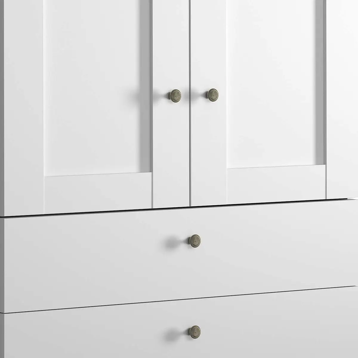Drehtürenschrank mit Schubladen | Weiß