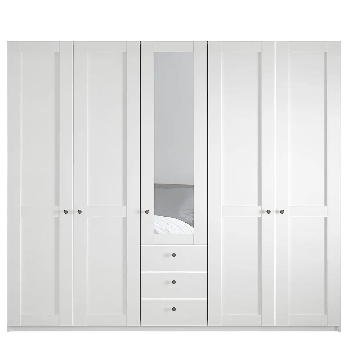 Drehtürenschrank mit Schubladen 246cm Weiß/Weiß mit | Weiß