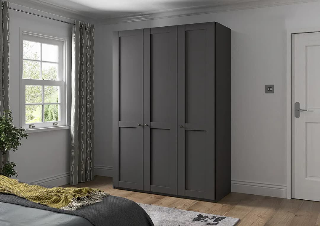 Drehtürenschrank Marlow 149cm | Schwarz