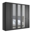 Drehtürenschrank 246cm Schwarz/Grau/Graphit 3 Spiegeltüren