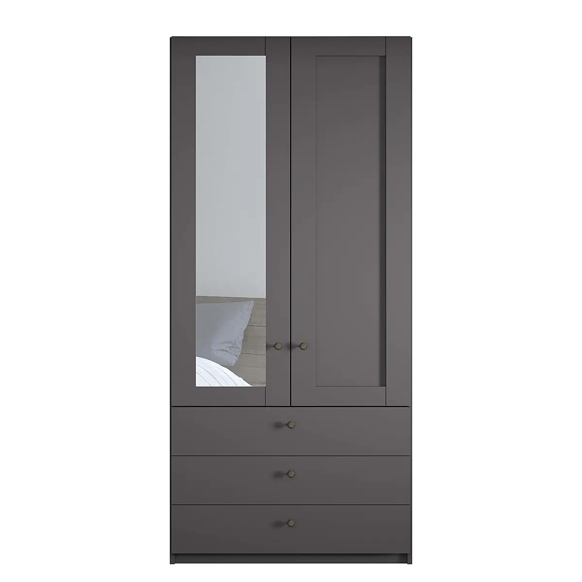 Drehtürenschrank mit Schubladen | Schwarz