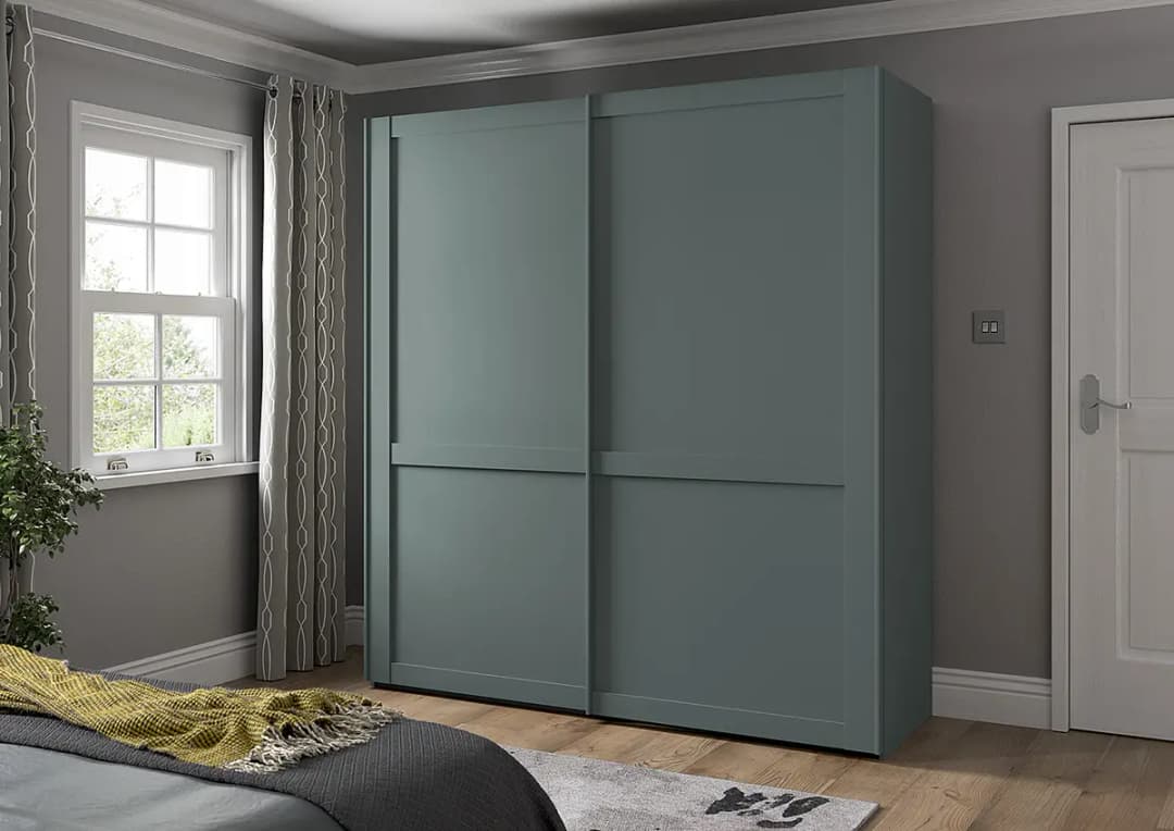 Schwebetürenschrank 197cm Grün/Lindgrün ohne Spiegeltür/-en