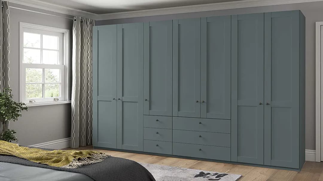 Drehtürenschrank mit Schubladen | Grün