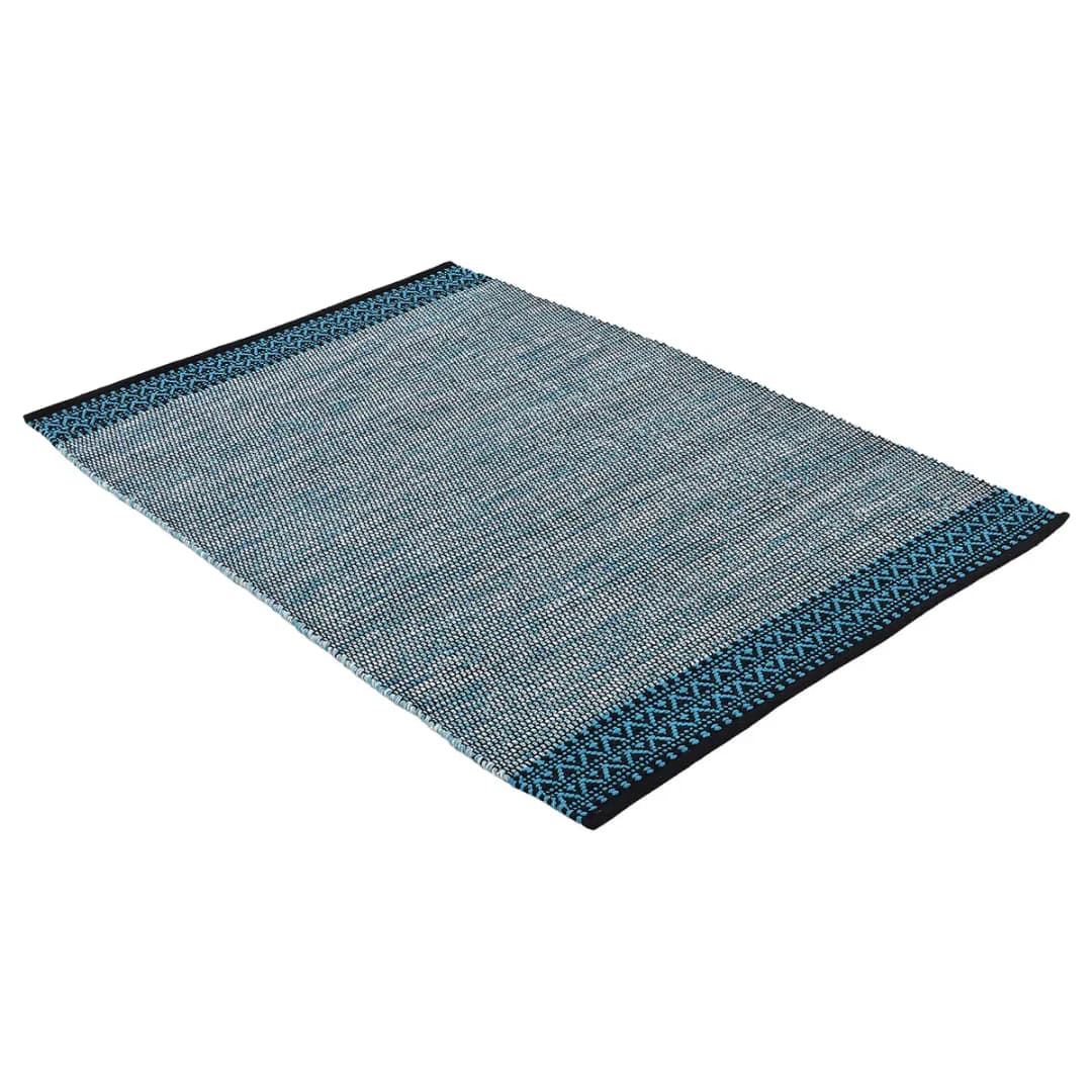 Kurzflorteppich Kelim Mia Blau/Blau 200 x 290cm Baumwollstoff